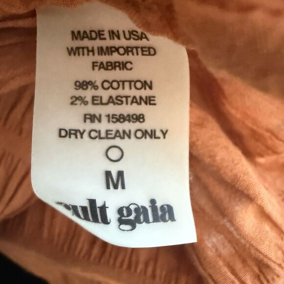 CULT GAIA Willow Ruched Panelled Cotton Blend Dress In Spice Size M - Picture 8 of 14